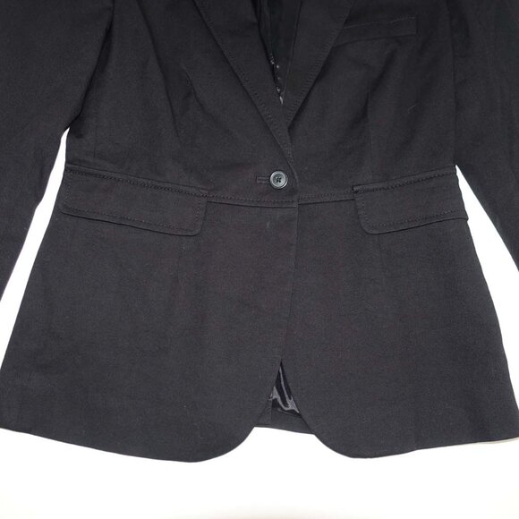 Body by Victoria Women's 1 Button Blazer Jacket Size 8 Black Cotton Suit Coat - Picture 2 of 7